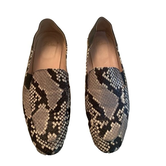J. CREW CECILE CONVERTIBLE SNAKE EMBOSSED LEATHER SMOKING LOAFERS 6.5-NICE! - Picture 1 of 11